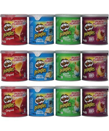 Pringles Crisps Pop & Go Travel Box of 12 Multi Flavour Pots Sour Cream & Onion Salt & Vinegar Texas BBQ Original- Perfect for a Family Cinema Night- Sleepover -Suitable For Vegetarians & Vegans - Buy Online on GoSupps.com
