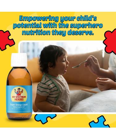 My Spectrum Heroes Fish Oil Supplement for Children - Omega 3 for Neural Assistance Inflammation & Immune Aid - EPA & DHA for Brain & Eye Health - Kids & Adult Liquid Supplement - 5.07oz (150ml) - Buy Online on GoSupps.com