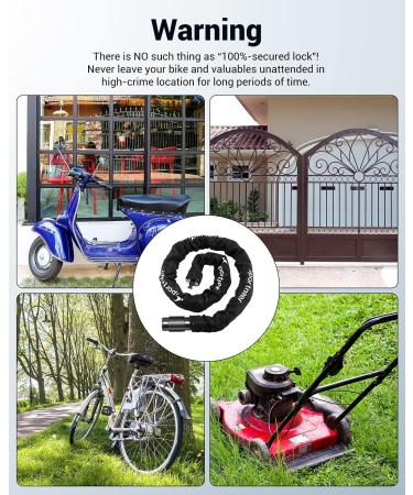 Sportne High-Safety Bicycle Lock - 8mm Hardened Steel Chain Lock for Motorcycle Bike Door Fence Grill & Scooter - Includes 2 Keys - Black 100cm - Buy Online on GoSupps.com