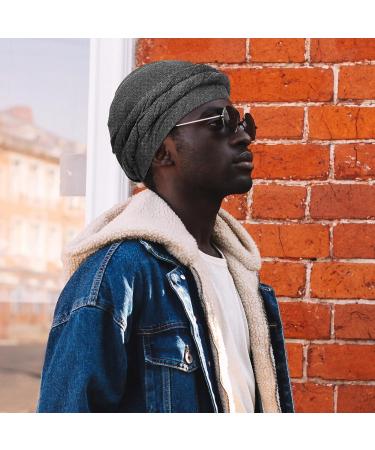 Men's Vintage Twist Turban Set - 5 Pcs Stretch Modal & Satin Head Wraps (Large) - Buy Online on GoSupps.com