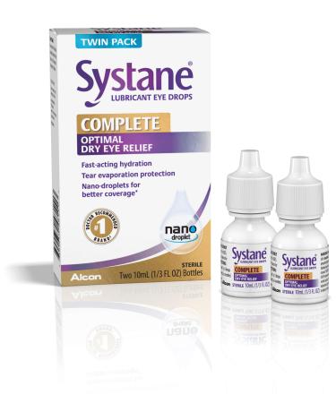 Systane Complete Lubricant Eye Drops, 0.34 Fl Oz, 2 Count (Pack of 1)