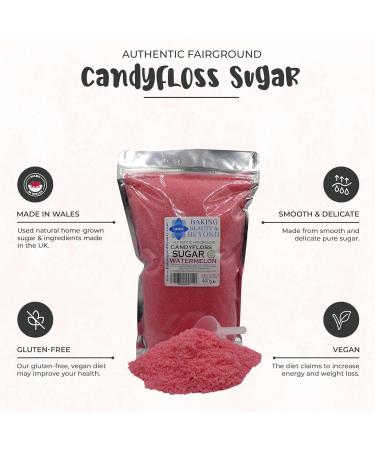 Baking Beauty and Beyond Premium Floss Sugar for Cotton Candy - Cotton Candy Flossing Sugar with Natural Ingredients Perfect for Every Occasion Bulk Floss Sugar 800g - Watermelon Flavour - Buy Online on GoSupps.com