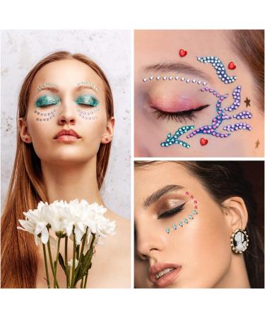 10 Sheets Face Stickers Self-Adhesive Face Diamonds Face Crystal Stick on Rhinestones for Makeup Pearl Stickers for Face Eye Body Nail Festival Party (Assorted Styles) - Buy Online on GoSupps.com