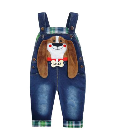 KIDSCOOL SPACE Baby Denim Overalls 3D Cute Cartoon Knitted Jean Dungarees 6-12 Months Blue-5049