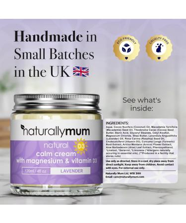 NaturallyMum - Magnesium Cream with Vitamin D3 4 Fl Oz - Magnesium and VIT D Lotion - Turmeric & Arnica Calm Cream - Magnesium and VIT D3 - Lavender Lavender 4 Fl Oz (Pack of 1) - Buy Online on GoSupps.com