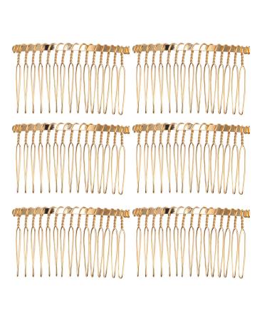 Senkary 10 Pieces Metal Hair Combs Clip Wire Hair Combs Wedding Veil Combs (15 Teeth, Gold) 15 Teeth Gold