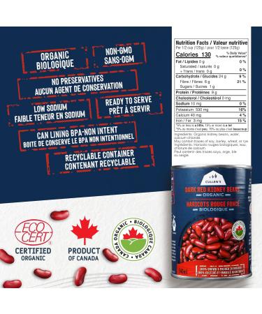 Cullen's Foods Canned Organic Dark Red Kidney Beans. 100% Canadian Grown & Processed. Preservative Free Non GMO Low Sodium. Source of Plant Based Protein & Fiber. Ideal Vegetarian & Vegan Food. Bulk Canned Food Case Pack. 540 ml Cans. (Pack of 12) - Buy Online on GoSupps.com
