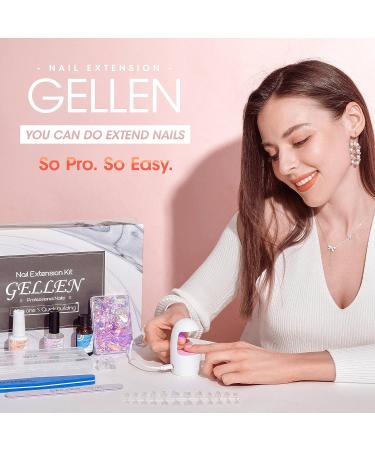 Gellen Short Almond Acrylic Nail Kit with 240Pcs Fake Nails and LED Nail Lamp - DIY Gel Nail Extension Kit with 3 in 1 Nail Glue Gel - Nail Art Tools and Decorations Included - Buy Online on GoSupps.com
