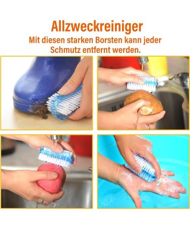 Amathings Double-Sided Hand Washing Brush Set - 3 Universal Cleaning Brushes for Hands & Surfaces (Blue) - Nail & Hand Cleaning Tools - Buy Online on GoSupps.com