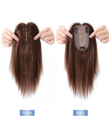 Clip-In Real Hair Extensions Topper for Women | 130% Density 35cm Medium Brown (#04) | Premium Quality Hair Parts & Toupee - Buy Online on GoSupps.com