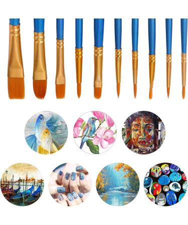 JOINREY 20 Pcs Round Pointed Tip Nylon Hair Artist Paint Brushes Set for Acrylic, Oil, Watercolor - Blue - Buy Online on GoSupps.com