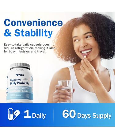 NYO3 Digestive Probiotics 57 Bilion CFU 7 Strains,60 Capsules,Bloat Relief, Supports Digestion & Immune Health - Buy Online on GoSupps.com