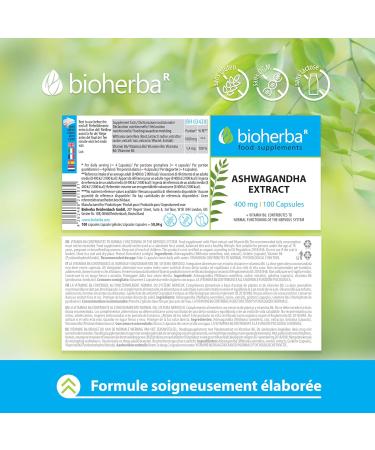 Ashwagandha 100 Capsules - High Dosage up to 1600 mg per day - Natural Dietary Supplement for Wellness Vitality and Cortisol Management - 'Ashwagandha from BIOHERBA - Buy Online on GoSupps.com