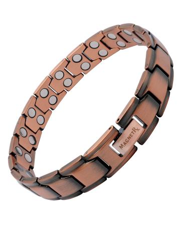 MagnetRX Pure Copper Magnetic Therapy Bracelet - Arthritis Pain Relief & Carpal Tunnel Magnetic Copper Bracelets for Men - Adjustable Length with Sizing Tool Leo Style