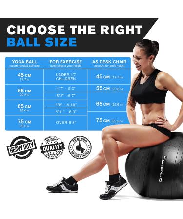 DYNAPRO 55cm Silver Exercise Ball - Extra Thick Anti-Burst Material for Home Gym, Yoga, and Pregnancy - Supports over 2200lbs - Buy Online on GoSupps.com