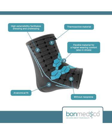 Bonmedico Non-Slip Ankle Bandage for Men & Women - Supportive Achilles Tendon Wrap - Gray Unisex Medium - Perfect Wellness Gift - Buy Online on GoSupps.com