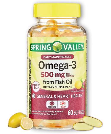 Omega 3 500mg- Fish Oil Softgels 60 Count (Pack of 1) - Buy Online on GoSupps.com