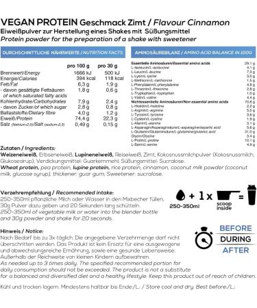 Vegan Protein Cinnamon 2x900g | 4K Vegan Protein Powder | Lactose & Soy Free | Bios Nutrition | Made in Germany - Buy Online on GoSupps.com