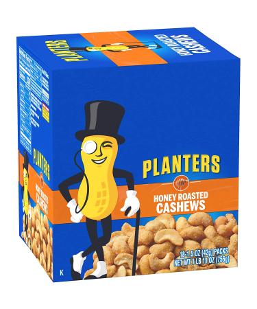 Planters Honey Roasted & Salted Cashews 1.5 oz (Pack of 18) - Delicious Snack Packs - Buy Online on GoSupps.com