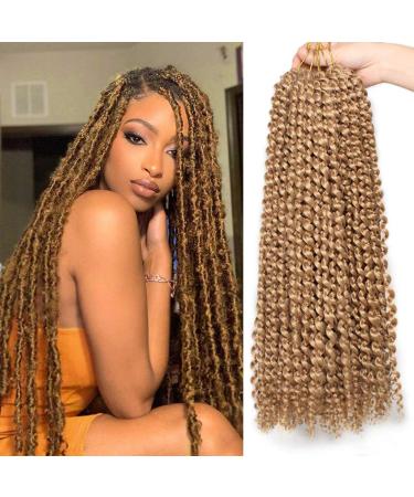 Xtrend 6 Packs 18 Inch Passion Twist Hair Bohemian Hair for Water Wave Braid Hair Brown Passion Twsit Curly Crochet Hair Hot Water Setting Itch Free Synthetic Fiber Hair Extensions 27# 27# 18 Inch (Pack of 6)