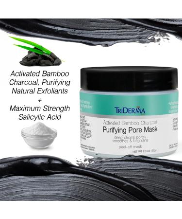TriDerma Activated Charcoal Peel Off Face Mask with Salicylic Acid - Deep Cleans Pores & Brightens Skin - 2 oz - Buy Online on GoSupps.com