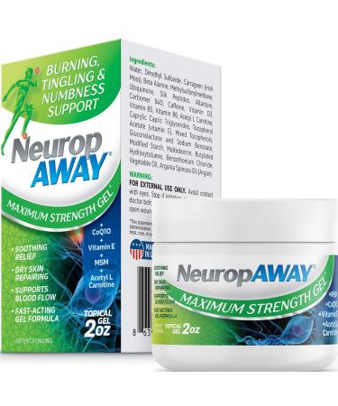 NeuropAWAY Maximum Strength Gel, Rapid Relief Gel, Non-Menthol, Soothing Relief for Burning, Tingling, & Numbness in Fingers, Hands, Toes & Feet, Patented Formula, Topical Gel. 2.0oz 2 Ounce (Pack of 1)