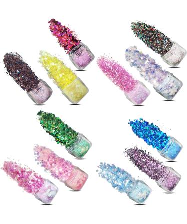 12 Color Festival Glitter Face & Body Set | Nail Art & Hair Decoration | Feminine Makeup Sequins & Accessories - Buy Online on GoSupps.com