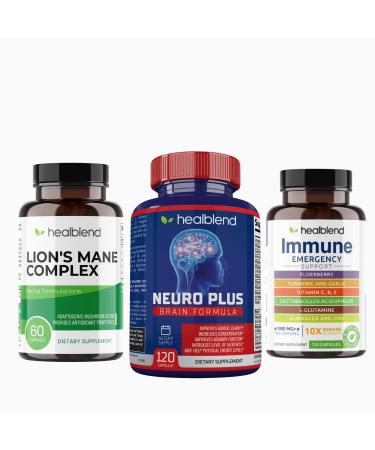 Neuro Plus Brain & Focus Formula - Brain Booster Supplement with Immune Support Capsules Elderberry with Olive Leaf Echinacea Ginger Chaga & Turmeric Blend and Lions Mane Mushroom Complex