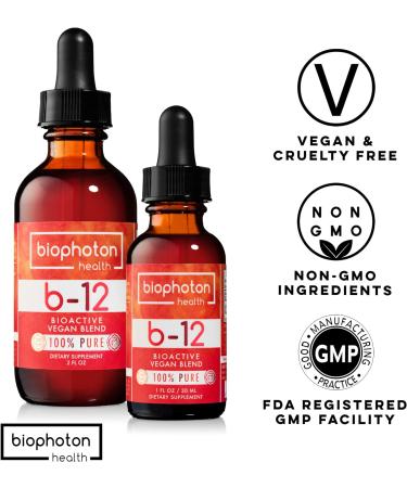 Biophoton Health Vitamin B12 Bioactive Methyl Blend - Liquid Sublingual B12 Drops - Vegan & Non GMO - 2 Fl Oz - Buy Online on GoSupps.com