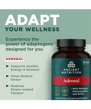 Adrenal Support with Ashwagandha - Reduce Stress & Fatigue - Paleo & Keto Friendly - 1300mg - 60 Capsules - Buy Online on GoSupps.com