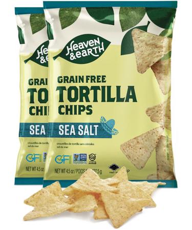 Heaven & Earth Sea Salt Tortilla Chips Grain Free Tortilla Chips 4.5oz (2 Pack) | Corn Free | Gluten Free | Kosher for Passover | Made with Cassava - Buy Online on GoSupps.com