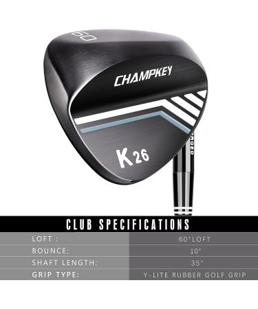 CHAMPKEY K26 Premium Forged Golf Wedges (Right Handed) | 52 56 60 Degree Milled Face 60 Degree Black - Buy Online on GoSupps.com
