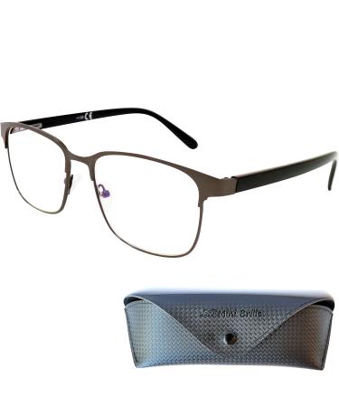 Mini glasses vintage anti blue light glasses reading glasses with large glasses free case metal frame and plastic glasses brick blue light filter glasses men and women graphite 1.5 diopters