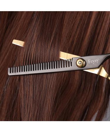 FCYSY Professional Hairdressing Thinning Scissors Kit - Gold Thinning Shears Set for Hair Layering, Texturizing, and Blending - Barber Haircut Scissors with Comb - Buy Online on GoSupps.com