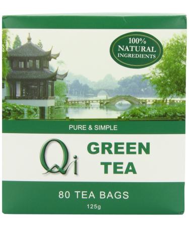 Qi Teas Organic Green 80 Teabags (Pack of 5 Total 400 Teabags)
