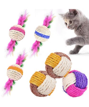 6 pieces sisal rope ball cat sisal ball cat toys balls environmentally friendly kittens balls pet scratch ball interactive sisalball for pet play cats