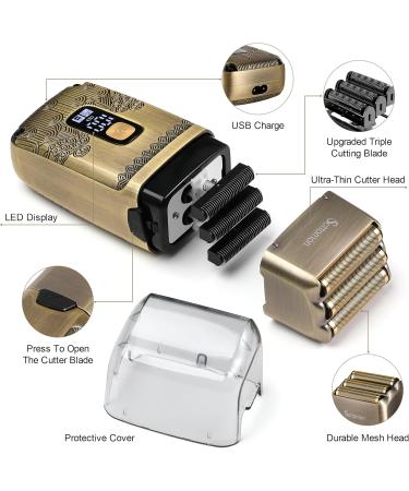 Buy Electric Razor Shavers for Men - Waterproof Rechargeable Triple Blades | Professional Cordless Travel Shaver - Buy Online on GoSupps.com