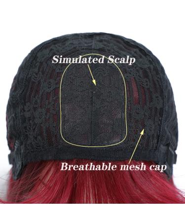 Seelaugh 75 cm Long Red Wig with Ponytail & Fringes Burgundy Synthetic Hair Wigs for Women - Buy Online on GoSupps.com