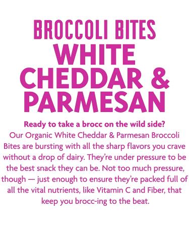 Rhythm Superfoods Crunchy Broccoli Bites - White Cheddar & Parmesan - Organic, Non-GMO, Vegan & Gluten Free Snacks - 1.4oz (Pack of 8) - Buy Online on GoSupps.com