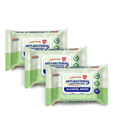 Germisept 75% Alcohol Advanced Hand Sanitizing Wipes 3 Packs of 50 Count/Pack 150 Wipes