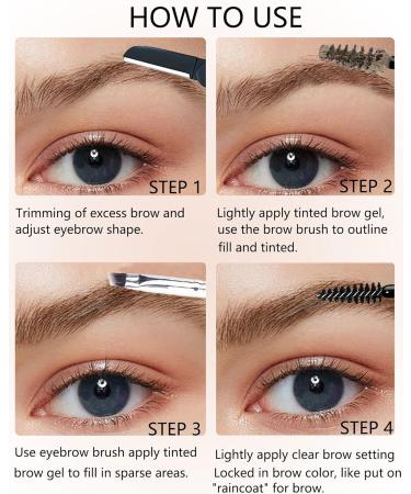 Waterproof Tinted Brow Gel Kit - Brunctte Thickening Eyebrow Mascara & Clear Setting Glue | Long Lasting Eyebrow Filler Brow Lift & Sculpt in Light Medium Dark Brown - Set 06 - Buy Online on GoSupps.com