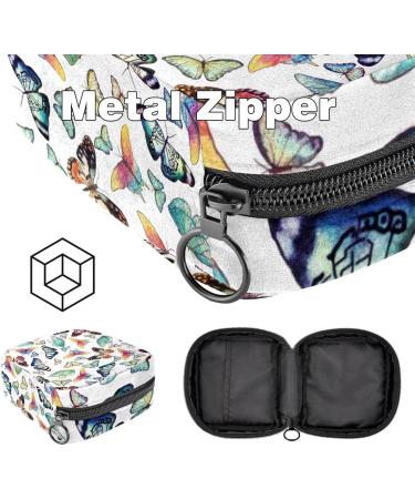 Colorful Watercolor Butterflies Menstruation Bag - Zippered Women's Napkin & Tampon Organizer for Girls - Buy Online on GoSupps.com