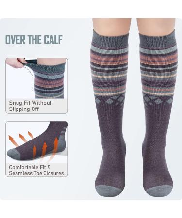Merino Wool Ski Socks 2-Pack - Gray Medium, Over The Calf, Non-Slip Cuff for Men & Women - Buy Online on GoSupps.com