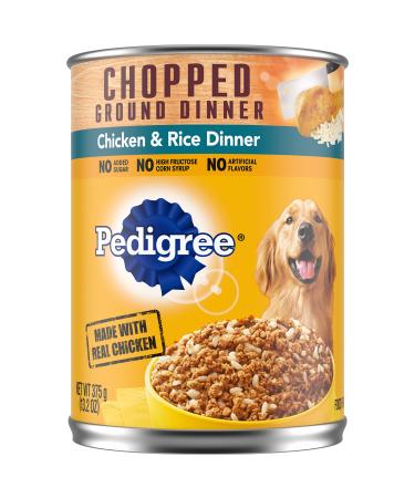 PEDIGREE Chopped Ground Dinner Wet Dog Food, 13.2 oz. Cans Chicken & Rice 13.2 Ounce (Pack of 12)