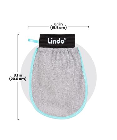 Lindo Dermaglove Deep Exfoliation Mitt - Reveal Softer Skin, Remove Dead Skin, Bumps & Clogged Pores - Gray/Mint - Buy Online on GoSupps.com