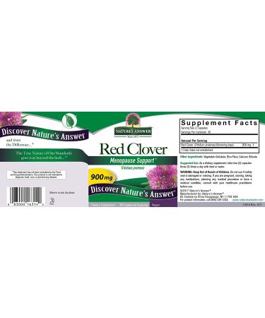 Nature's Answer Red Clover 900 mg - 90 Vegetarian Capsules | Natural Health Supplement - Buy Online on GoSupps.com