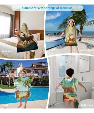 Aiorber Children's Bathing Poncho | Microfiber Hooded Bath Towel for Ages 1-6 | Soft Absorbent Monkey Pattern Towel for Boys & Girls | 60x60cm Gold-17 - Buy Online on GoSupps.com