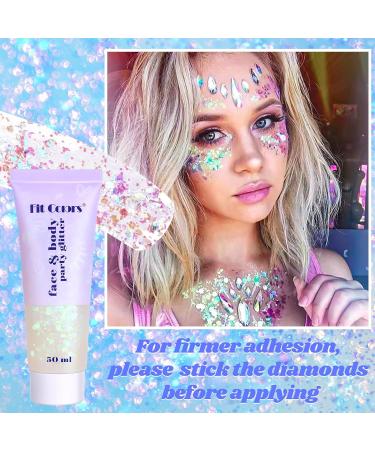 Remione Self-Adhesive Glitter Stones & Face Gel Set - 430 Glitter Stones + 50ml Gel for Festival Makeup Body Art & Nails - Perfect for Parties - Buy Online on GoSupps.com