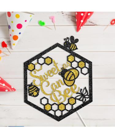 Tenhaisi Sweet as Can Bee Cake Topper - Bumblebee Theme Birthday/Baby Shower/Gender Reveal/Engagement/Wedding Party Cake Decors Photo Booth Props - Gold&Black Glitter Cake Topper - Buy Online on GoSupps.com