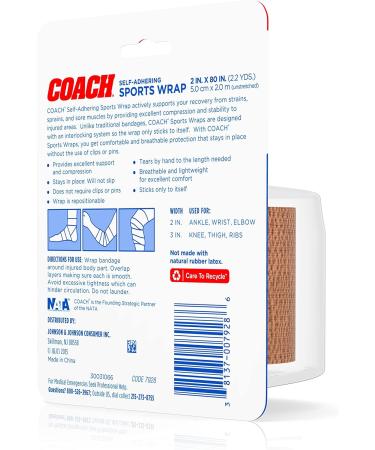 Johnson & Johnson Coach Self-Adhering Elastic Sports Compression Wrap Bandage - Pack of 3, 2x2.2 yd, for Sprain, Strain & Joint Support - Buy Online on GoSupps.com